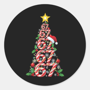 67 Weihnachtsbaum Candy Cane Feiertag Six Seven Me Runder Aufkleber
