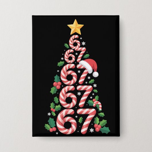 67 Weihnachtsbaum Candy Cane Urlaub Sechs Sieben Button (Vorderseite)