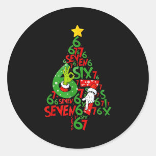 67 Weihnachtsbaum Xmas Feiertag Six Seven Meme Geh Runder Aufkleber