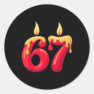 67 Weihnachtskerzen Runder Aufkleber