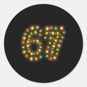 67 Weihnachtslichter 6 7 Meme Gen Alpha Slang Runder Aufkleber