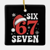 67 Weihnachtsmann Hut Weihnachten Sechs Sieben Lus Keramikornament (Vorderseite)