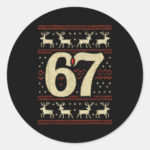 67 Weihnachtspullover Hässlich 6 7 Meme Six Seven Runder Aufkleber