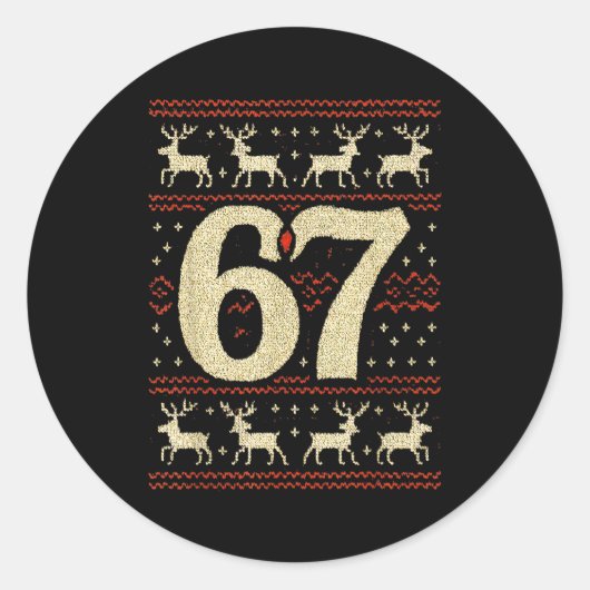 67 Weihnachtspullover Hässlich 6 7 Meme Six Seven Runder Aufkleber (Vorderseite)