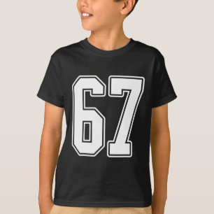 #67 White Kontur Number 67 Sports Fan Jersey Styl T-Shirt