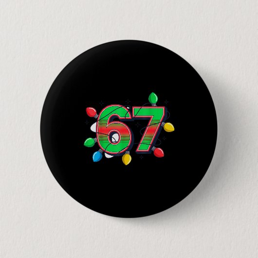67 Xmas Lights Tacky Meme Design Button (Vorderseite)