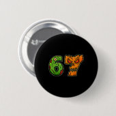 67 Zombie-Kürbis-Sechs-Sieben-Halloween-Meme-Kostü Button (Vorne & Hinten)