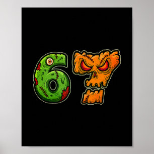 67 Zombie-Kürbis-Sechs-Sieben-Halloween-Meme-Kostü Poster