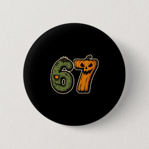 67 Zombie-Kürbis Six Seven Halloween-Meme Button