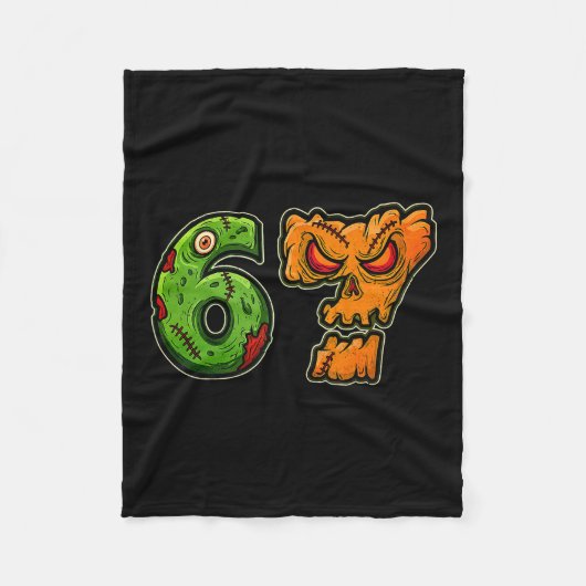 67 Zombie-Kürbis Six Seven Halloween-Meme-Kostüm Fleecedecke (Vorderseite)