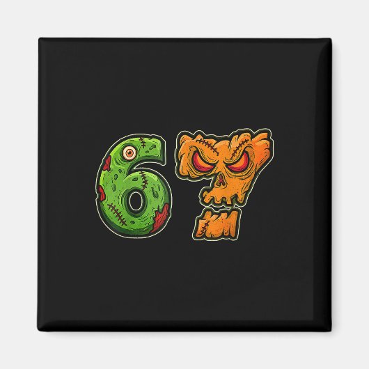67 Zombie Pumpkin Six Seven Halloween Meme Costume Magnet (Vorne)