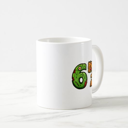 67 Zombie Pumpkin Six Sieben Halloween Mem Kostüm Kaffeetasse (VorderseiteRechts)