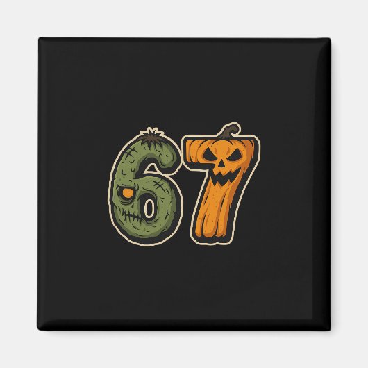 67 Zombie Pumpkin Six Sieben Halloween Meme Magnet (Vorne)
