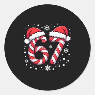 67 Zuckerstangen Santa Runder Aufkleber