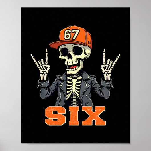 67endy Skeleton – 67 Six Seven Halloween 6 Long Sl Poster (Vorne)