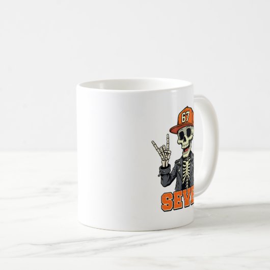 67endy Skeleton - 67 Six Sieben Halloween 7 Long S Kaffeetasse (VorderseiteRechts)