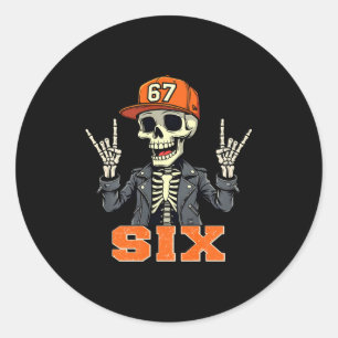67endy Skelett – 67 Six Seven Halloween 6 Langarms Runder Aufkleber