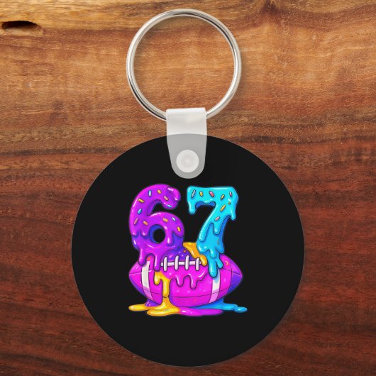 67th Birthday Ice Cream American Football Drip 6 7 Schlüsselanhänger (Vorderseite)