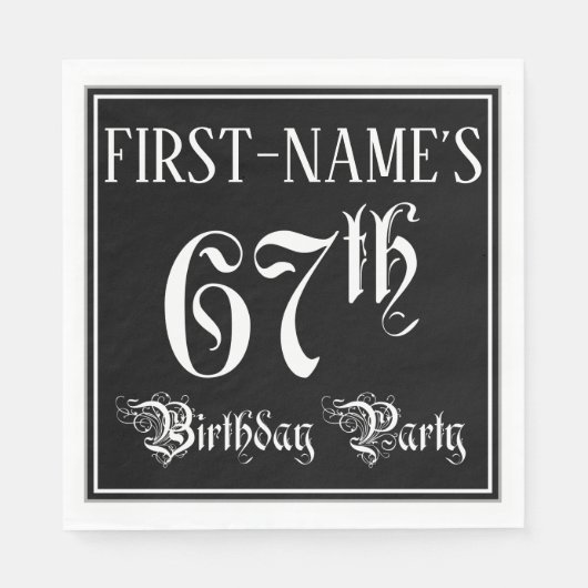 67th Birthday Party — Fancy Script + Custom Name Serviette (Vorderseite)