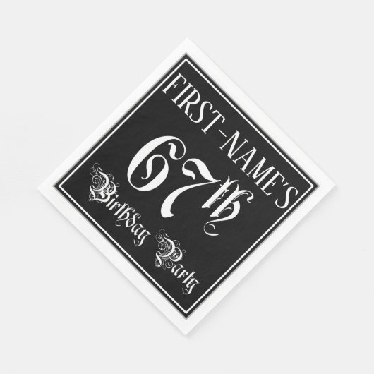 67th Birthday Party — Fancy Script + Custom Name Serviette (Ecke)