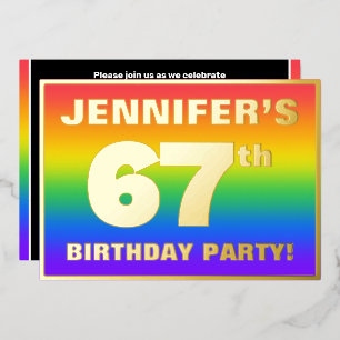 67th Birthday Party: Fun, Colorful Rainbow Pattern Folieneinladung