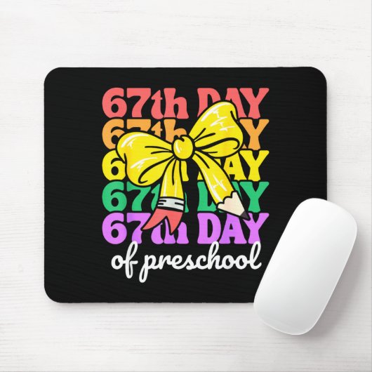 67th Day Of Preschool Girls Coquette Bow 67 Days O Mousepad (Mit Mouse)
