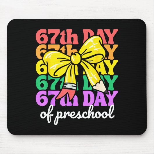67th Day Of Preschool Girls Coquette Bow 67 Days O Mousepad (Vorne)