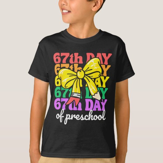 67th Day Of Preschool Girls Coquette Bow 67 Days O T-Shirt (Vorderseite)