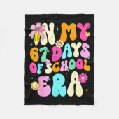 67th Day Of School 67 Days Pencil Coquette Bow Mem Fleecedecke (Vorderseite)