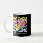67th Day Of School 67 Days Pencil Coquette Bow Mem Kaffeetasse (Links)