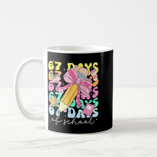67th Day Of School 67 Days Pencil Coquette Bow Mem Kaffeetasse (Links)
