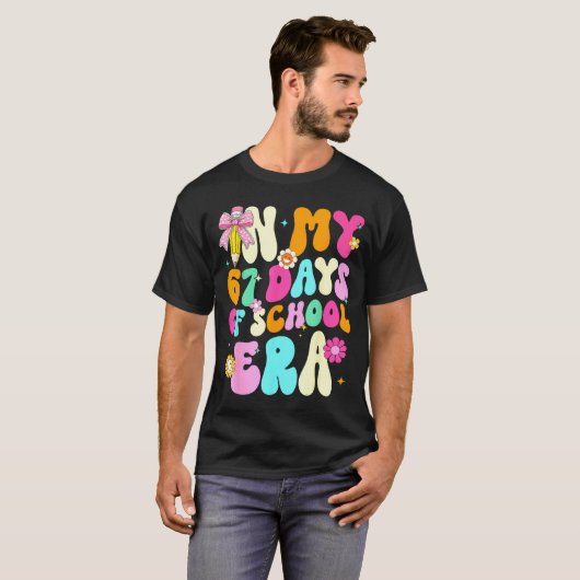 67th Day Of School 67 Days Pencil Coquette Bow Mem T-Shirt (Vorne ganz)