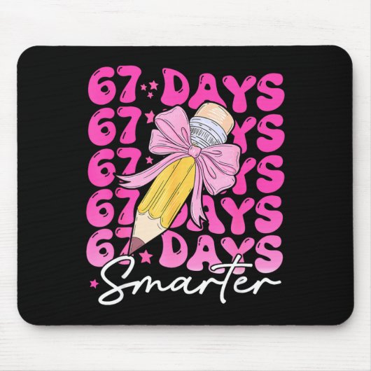 67th Day Of School 67 Days Smarter Coquette Bow Si Mousepad (Vorne)