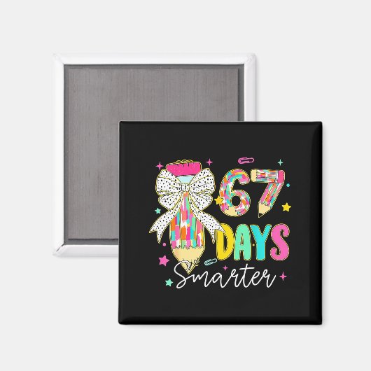 67th Day Of School 67 Days Smarter Coquette Bow Te Magnet (Vorderseite/Rückseite)