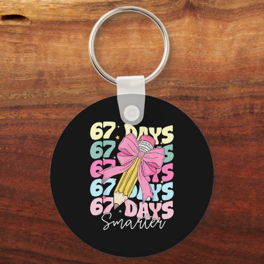 67th Day Of School 67 Days Smarter Coquette Bow Te Schlüsselanhänger (Vorderseite)