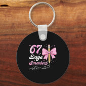 67th Day Of School 67 Days Smarter Coquette Bow Te Schlüsselanhänger (Vorderseite)