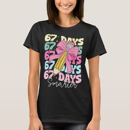 67th Day Of School 67 Days Smarter Coquette Bow Te T-Shirt (Vorderseite)