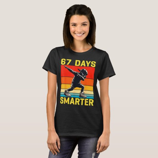 67th Day Of School 67 Days Smarter Dabbing Six Sev T-Shirt (Vorne ganz)