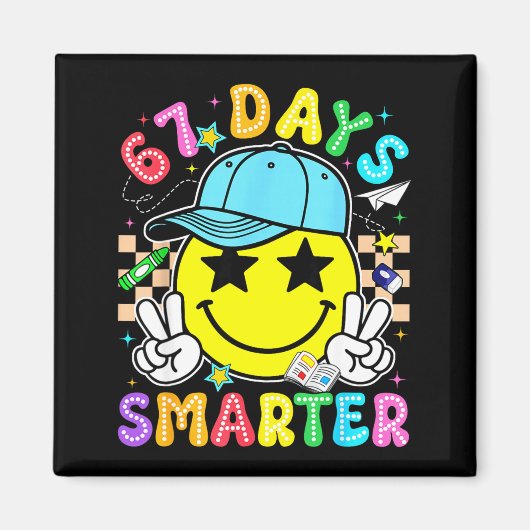67th Day Of School 67 Days Smarter Teacher Boy Gir Magnet (Vorne)