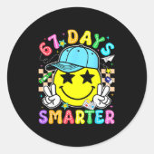67th Day Of School 67 Days Smarter Teacher Boy Gir Runder Aufkleber (Vorderseite)