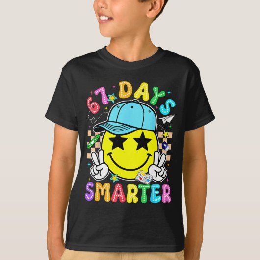 67th Day Of School 67 Days Smarter Teacher Boy Gir T-Shirt (Vorderseite)