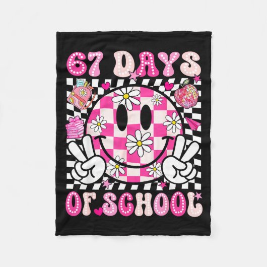 67th Day Of School 67 Days Smarter Teacher Girl Wo Fleecedecke (Vorderseite)