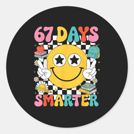 67th Day Of School 67 Days Smarter Teacher  Runder Aufkleber (Vorderseite)