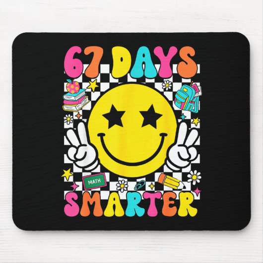 67th Day Of School 67 Days Smarter Teacher Student Mousepad (Vorne)