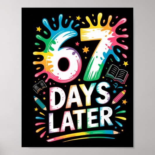 67th Day Of School 67 Meme Teacher Student 67 Days Poster (Vorne)