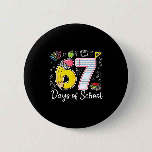 67th Day Of School 67 Six Seven Math Teacher Kids Button (Vorderseite)