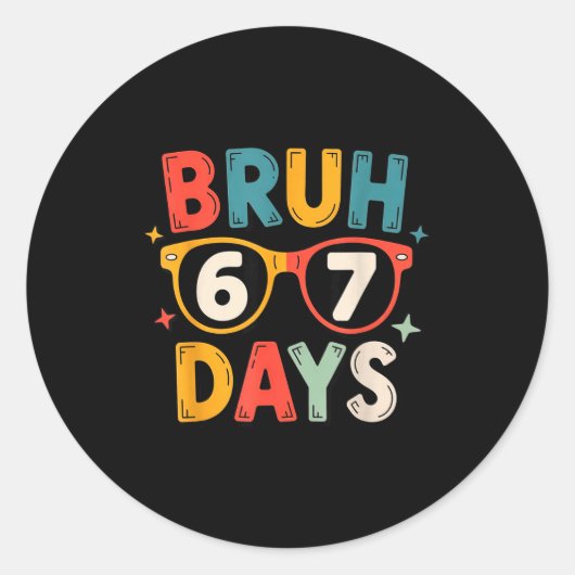 67th Day Of School Bruh Kids Celebration Design Runder Aufkleber (Vorderseite)