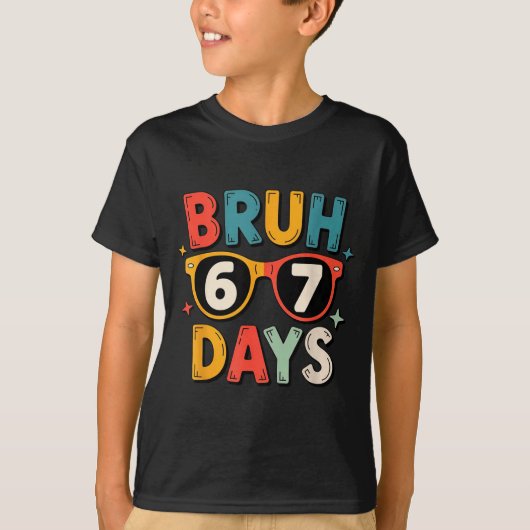 67th Day Of School Bruh Kids Celebration Design T-Shirt (Vorderseite)