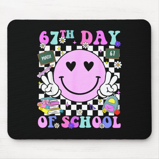 67th Day Of School Funny 6 7 Teachers Students Mem Mousepad (Vorne)