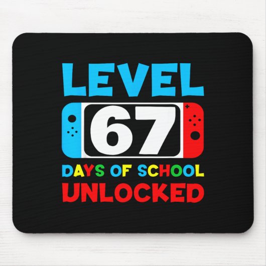 67th Day Of School Gamer Level 67 Days Unlocked 6 Mousepad (Vorne)